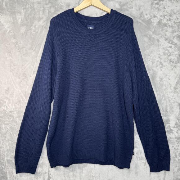 GAP Sweater Mens Extra Large Navy Blue Textured Knit Crewneck Pullover Casual - Picture 1 of 9
